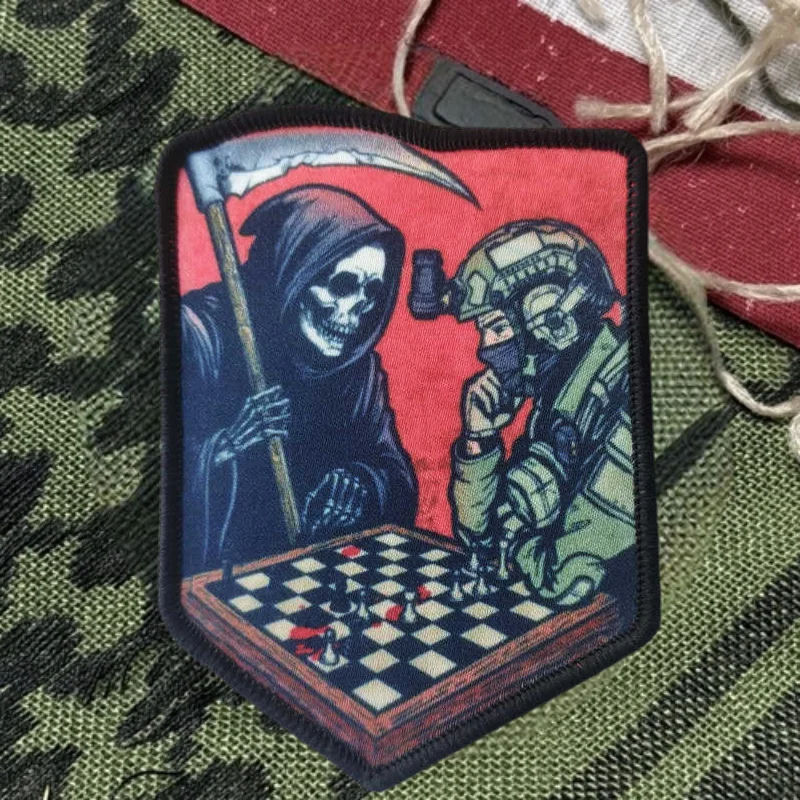 ¿Quién está aquí? Parche de impresión esqueleto militar parches de gancho y bucle para ropa insignia de moral táctica mochila pegatinas decorativas - imagen 2