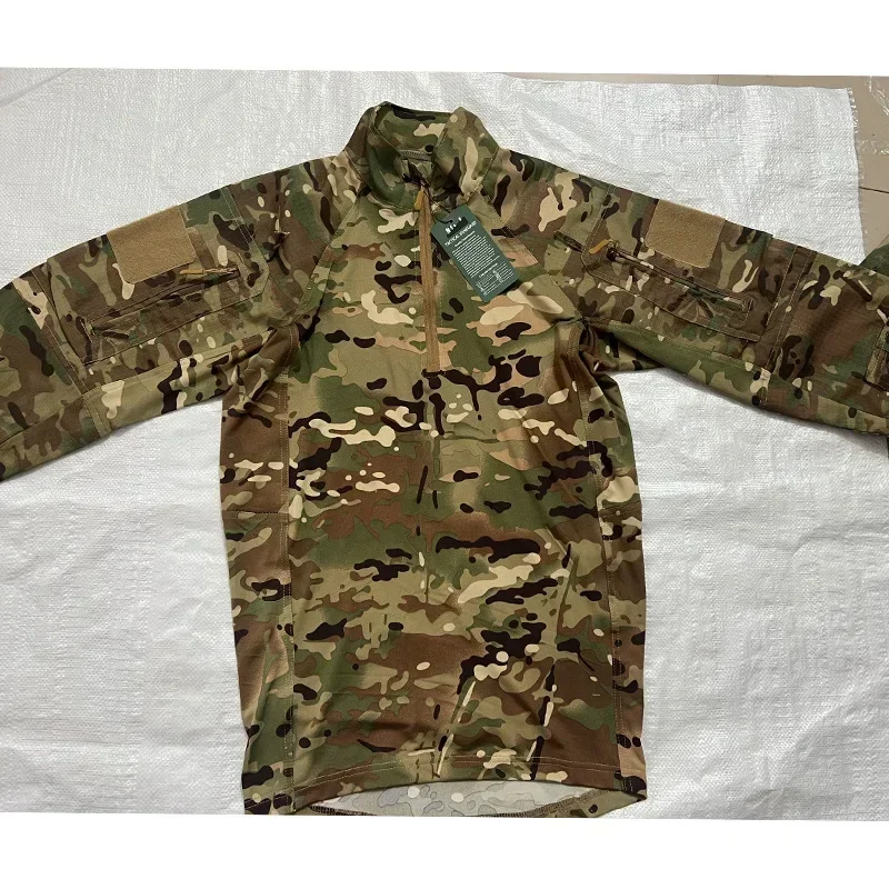 Camisetas de combate al aire libre con cremallera para hombre, camisas tácticas de secado rápido para entrenamiento de Paintball Airsoft, camisas de caza, ropa resistente al desgaste, 1/4 - imagen 4