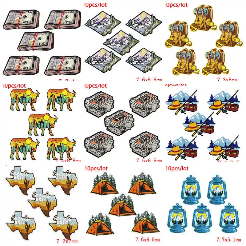 10 unids/lote parches bordados para el desierto al aire libre parche de montaña parches para planchar para ropa coser bordado mochila sombreros insignias