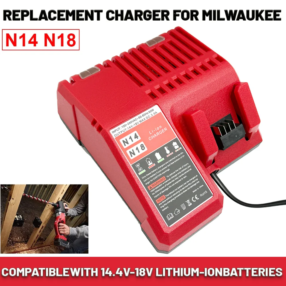 Cargador rápido Milwaukee M18 para baterías lithium-ion 14,4V-18V