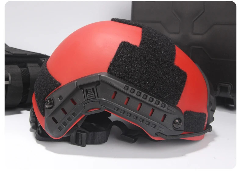 Casco de rescate táctico rojo con faros y gafas para emergencia - imagen 4