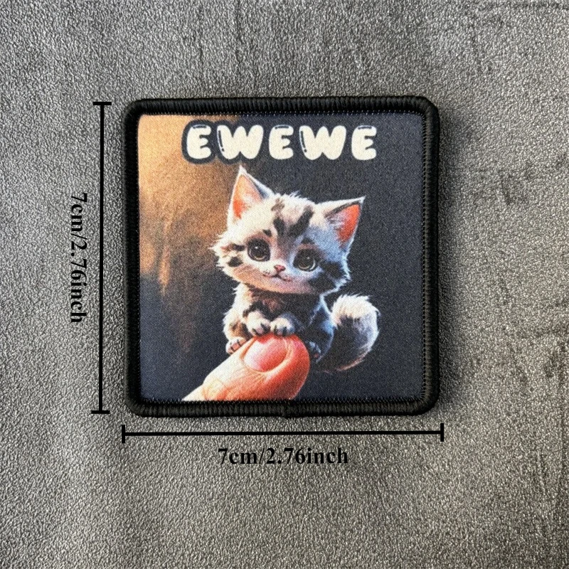 Parche estampado de gato para ropa, insignias de moral táctica, parches militares con gancho, pegatinas para mochila - imagen 5