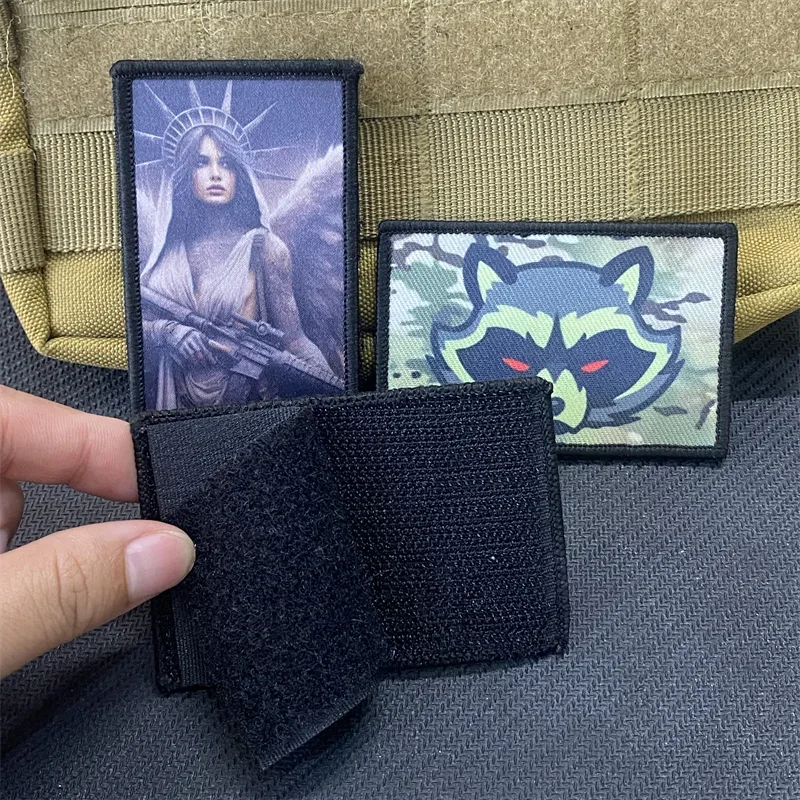 Insignia de Panda de basura para surf, parche militar de Jesús, pegatinas de moral impresas de Estatua de la libertad, parches para ropa de mochila con gancho y bucle - imagen 3