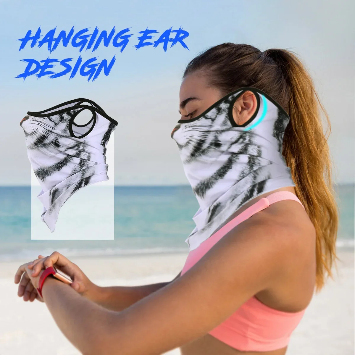 Pañuelo de animales 3D, máscara facial triangular con orejas colgantes, secado rápido, deporte al aire libre, ciclismo, senderismo, polaina para el cuello, bufanda a prueba de viento para hombres y mujeres - imagen 4