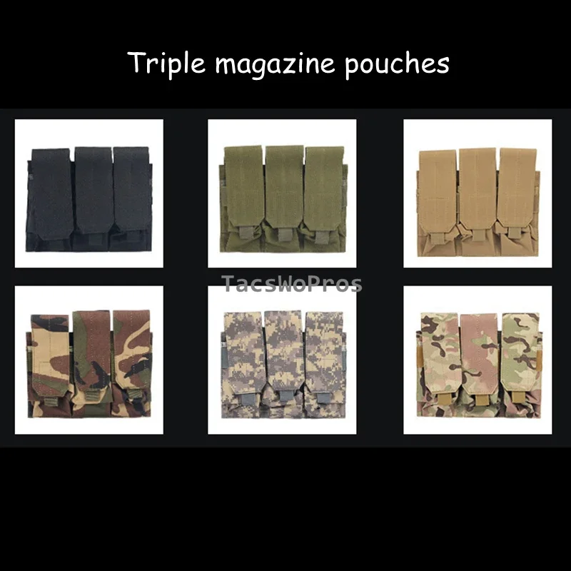 Bolsas tácticas dobles Triples Molle, bolsa para revistas de 5,56mm para AK M4 AR15, juego de guerra, Paintball, accesorios de caza, paquete Mag - imagen 4