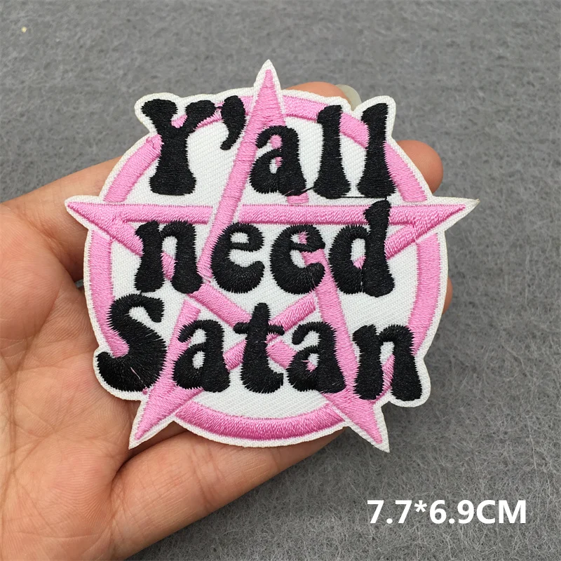U ALL NEED SATAN-parches bordados para ropa, parches bonitos para planchar, rayas, apliques Diy, pegatinas para ropa - imagen 2