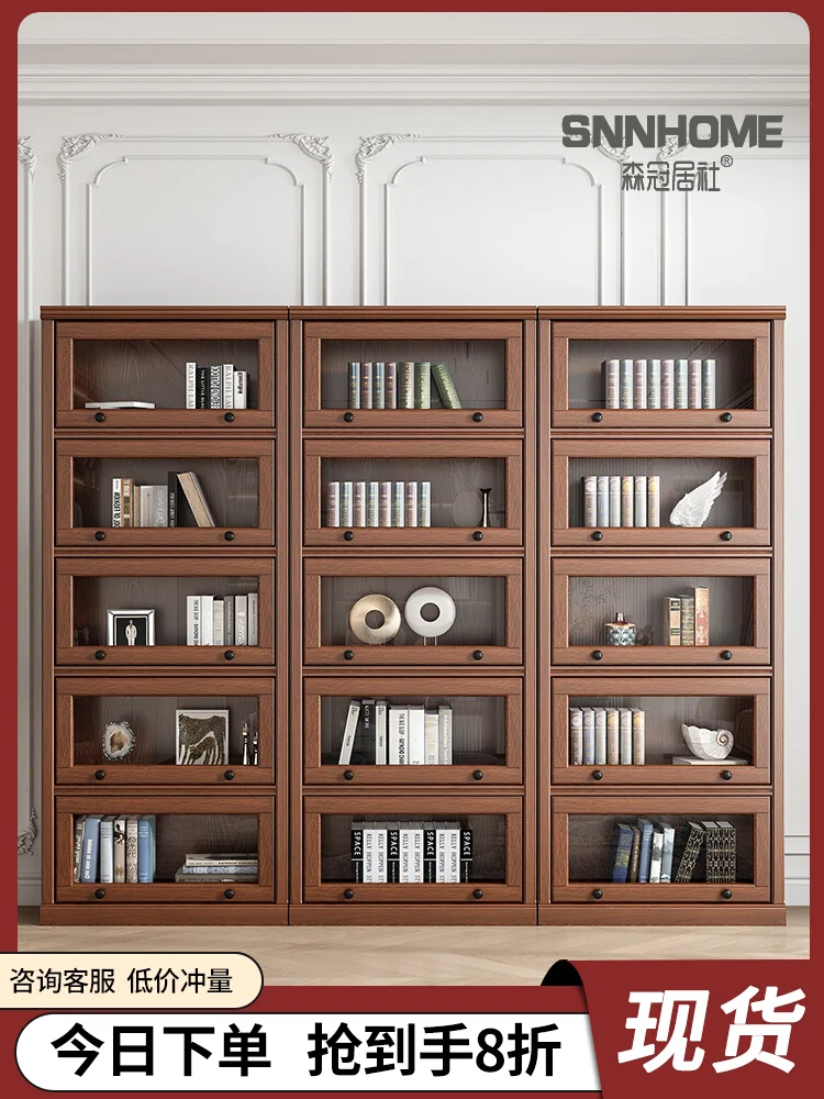 Estantería de almacenamiento con puerta de vidrio, vitrina para sala de estar, vitrina, vitrina, vitrina de almacenamiento, multicapa - imagen 5