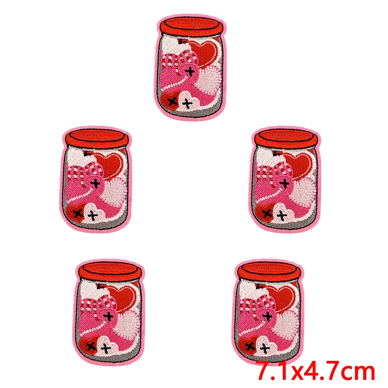 10 unids/lote parche bordado de Navidad rosa regalos de Papá Noel parches para planchar para ropa parche termoadhesivo para ropa rosa - imagen 2