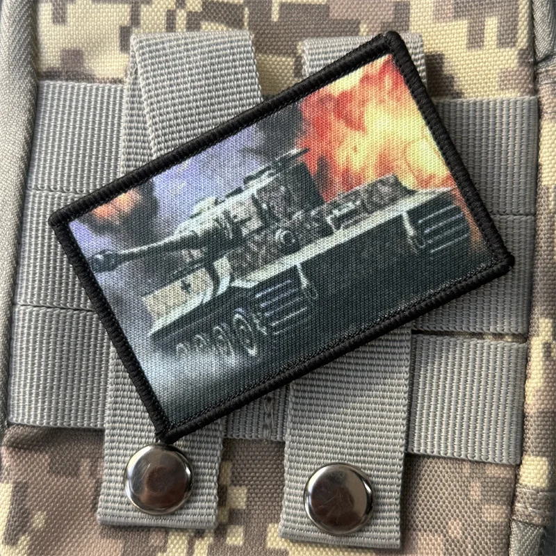 Parche táctico "tanque", insignia con estampado de moral militar, gancho y bucle, mochila, accesorios de decoración de ropa, brazalete adhesivo - imagen 3