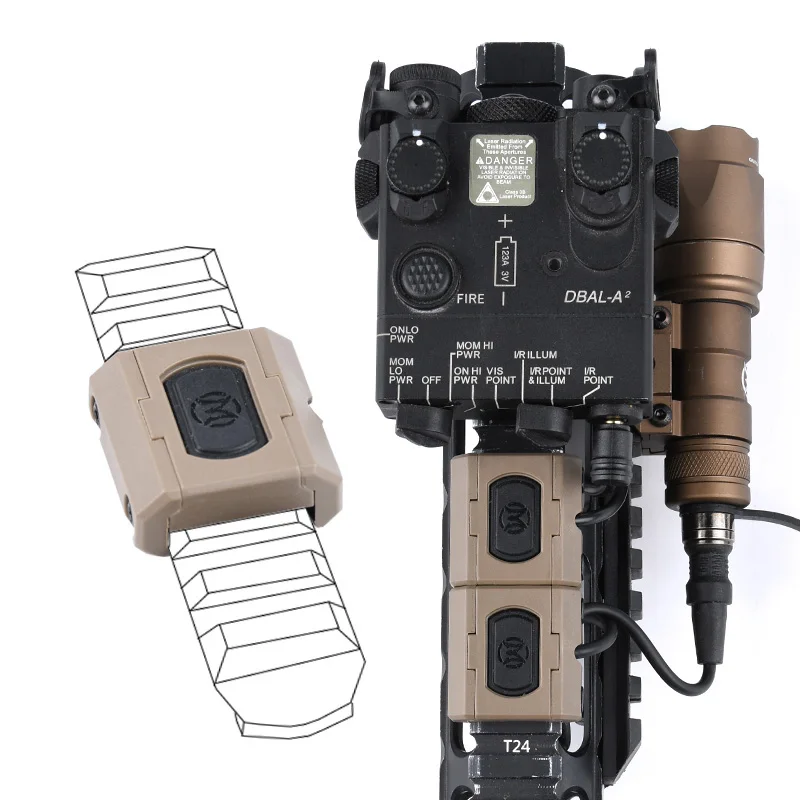 WADSN interruptor remoto de presión táctica, función Dual, enchufe de grúa ModButton trasero PEQ15 DBAL A2 láser AR15 Airsoft M600 linterna - imagen 5