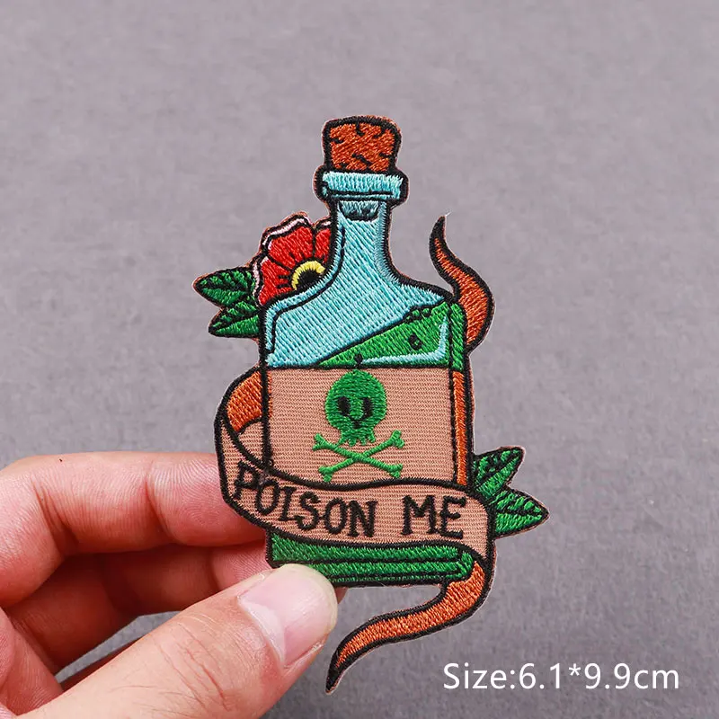 Parche de poción de amor, parche bordado Fusible Poison Me, parches para planchar para ropa, parches termoadhesivos para coser para ropa - imagen 5