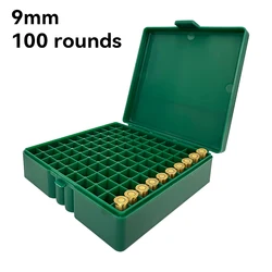 Caja de munición táctica 9mm con tapa abatible para transporte