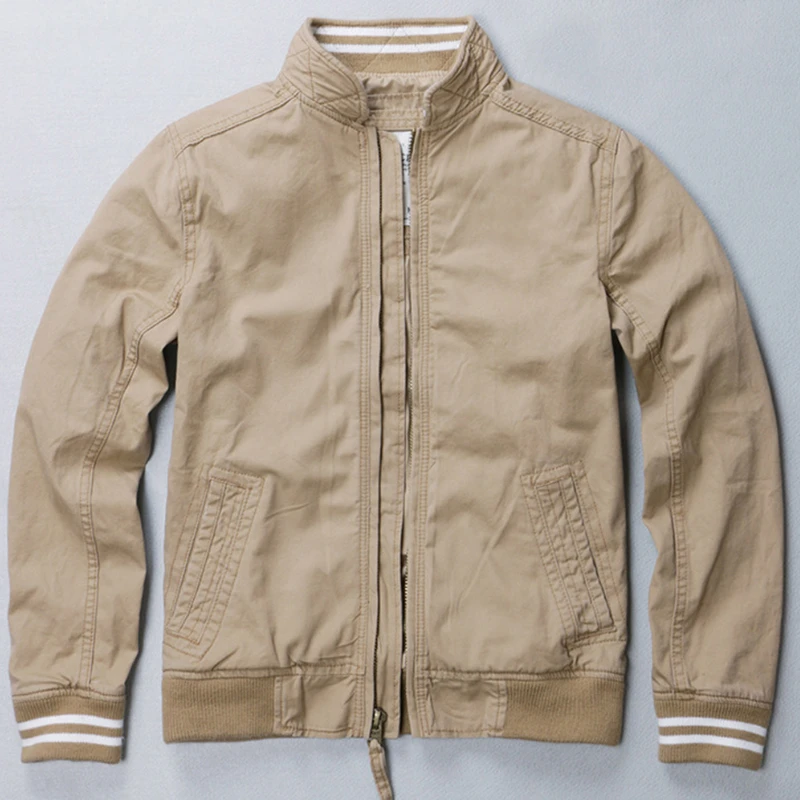 Chaqueta de camuflaje de algodón con cuello levantado para hombre, abrigo militar informal con cremallera, manga a rayas Vintage, resistente al desgaste, Invierno - imagen 4