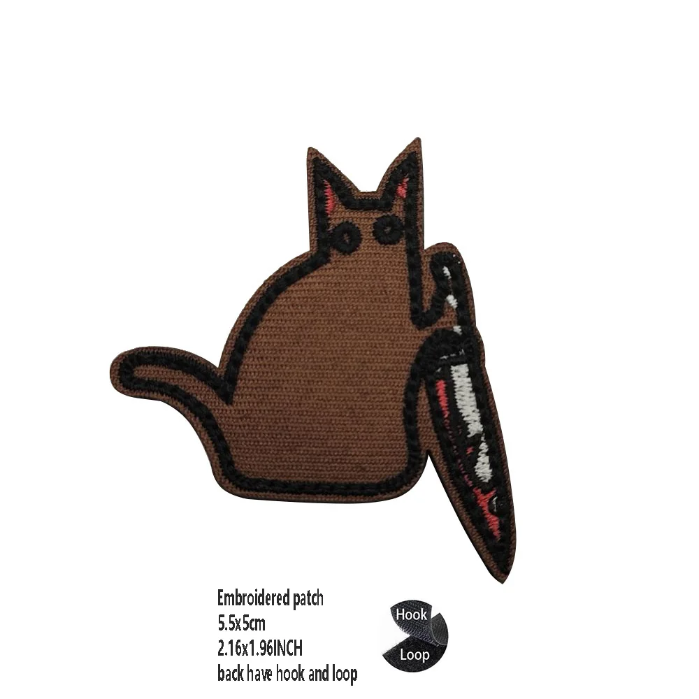 Accesorios para bolsos al aire libre, insignia de gato impresa en la parte superior de la línea, personalidad creativa, cuchillo de pescado, brazalete de moral y parches de mochila - imagen 4