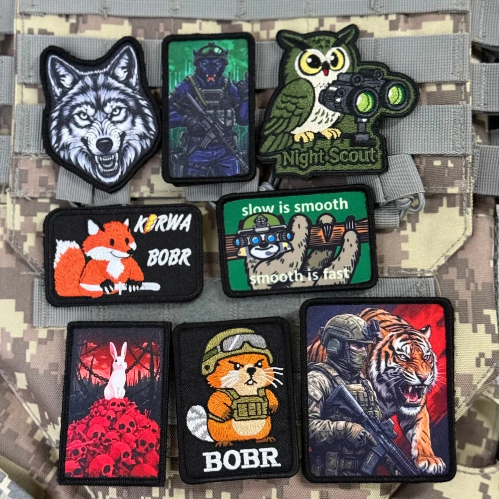 Parches tácticos de animales con gancho para ropa militar decoración