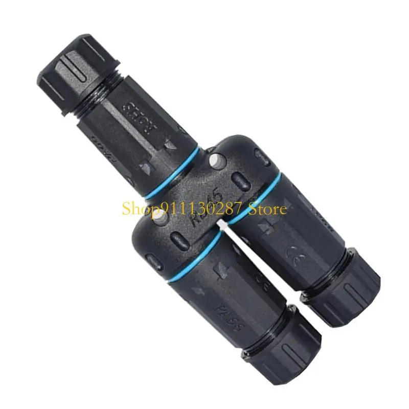 J1HC RJ45 8P8C CAT6 1 a 2 a Acoplador Ethernet IP68 resistente agua - imagen 4