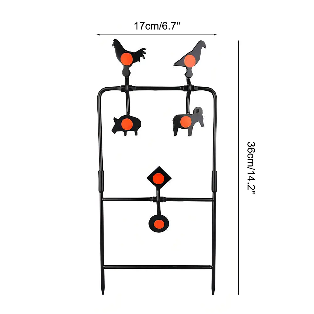 Alcance reactivo de tiro metálico 360 °   Objetivo giratorio de reinicio automático para entrenamiento de tiro, objetivo para Paintball BB/pistola de pellets - imagen 5