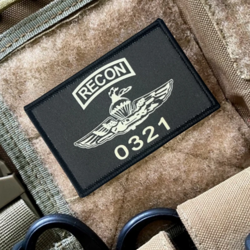 Parche de insignia de moral de reconocimiento marino, parches de gancho y bucle impresos tácticos para ropa, equipo militar al aire libre, pegatina para mochila