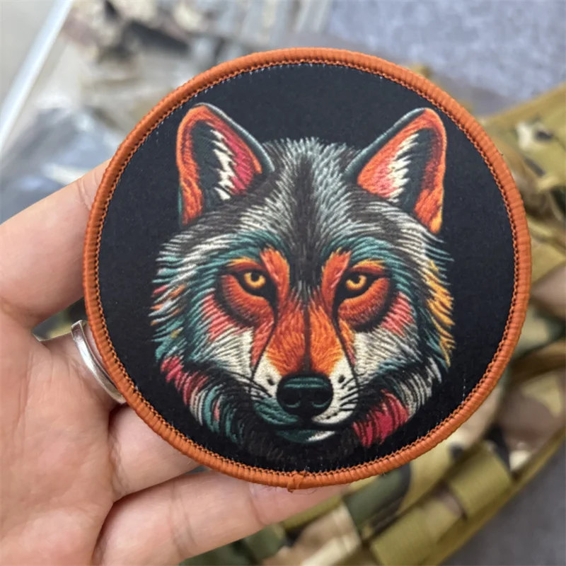 Parche con estampado de lobo Chevron para ropa, insignia de moral militar, parches tácticos con gancho, brazalete para mochila - imagen 5