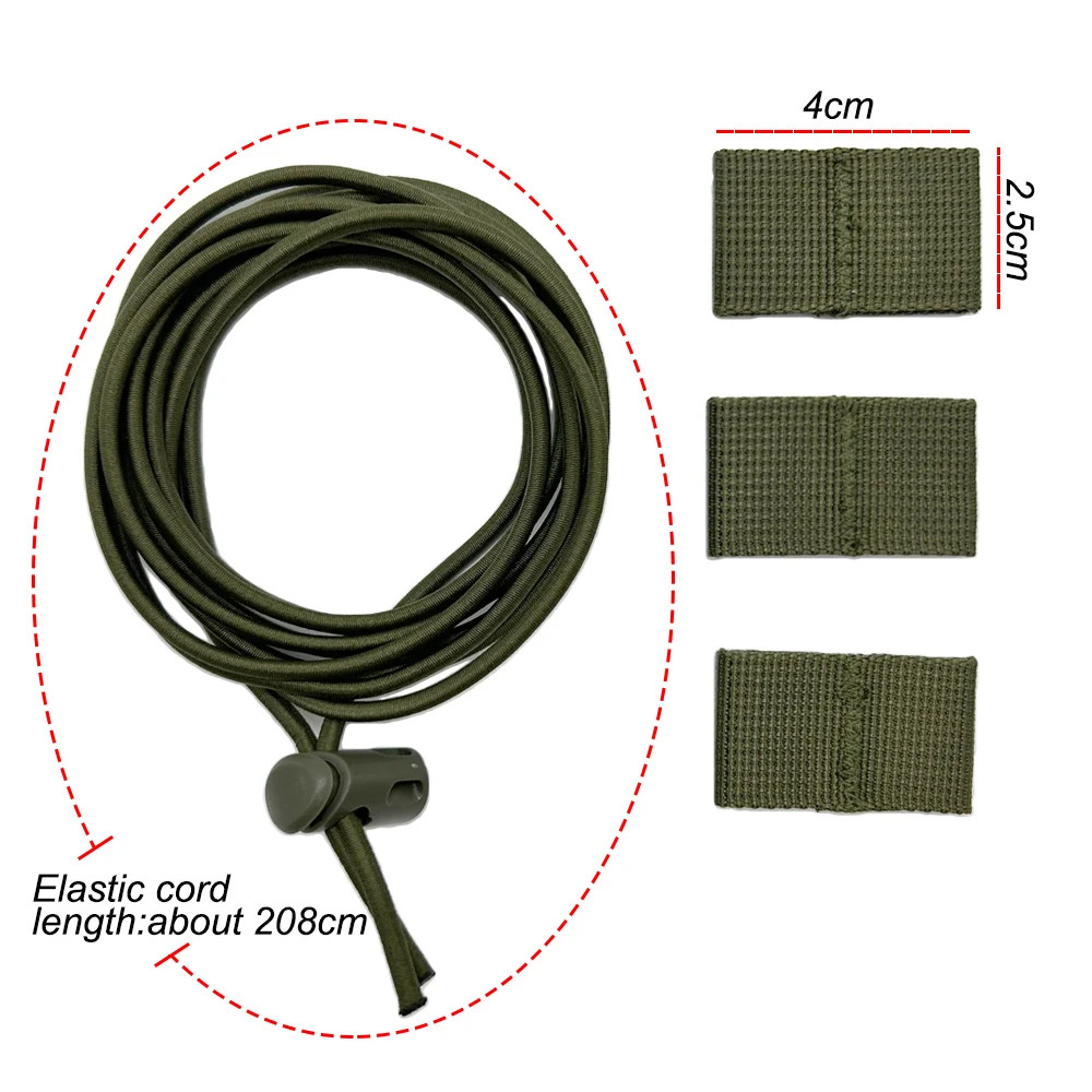 Kit de cuerda elástica táctica, almacenamiento de artículos de tiras, correas Molle, bandera, red de camuflaje, cierre fijo para chaleco MOLLE, mochila de caza - imagen 2
