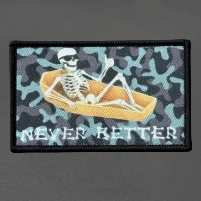 Parche militar con estampado de calavera Never Better, chaleco táctico con gancho y bucle, insignia de moral, pegatinas para mochila, parches para brazalete para ropa - imagen 2