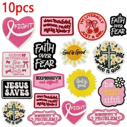 Lote de 10 Uds. De parches bordados de Jesús salva para chaquetas, parches de letras de idioma positivo DIY, parches para planchar para decoración de ropa