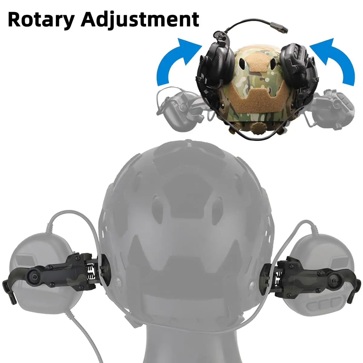 Adaptador de riel de arco para casco táctico para auriculares M31/M32, Kit de soporte para casco de auriculares Airsoft, soporte para auriculares con rotación de caza - imagen 3