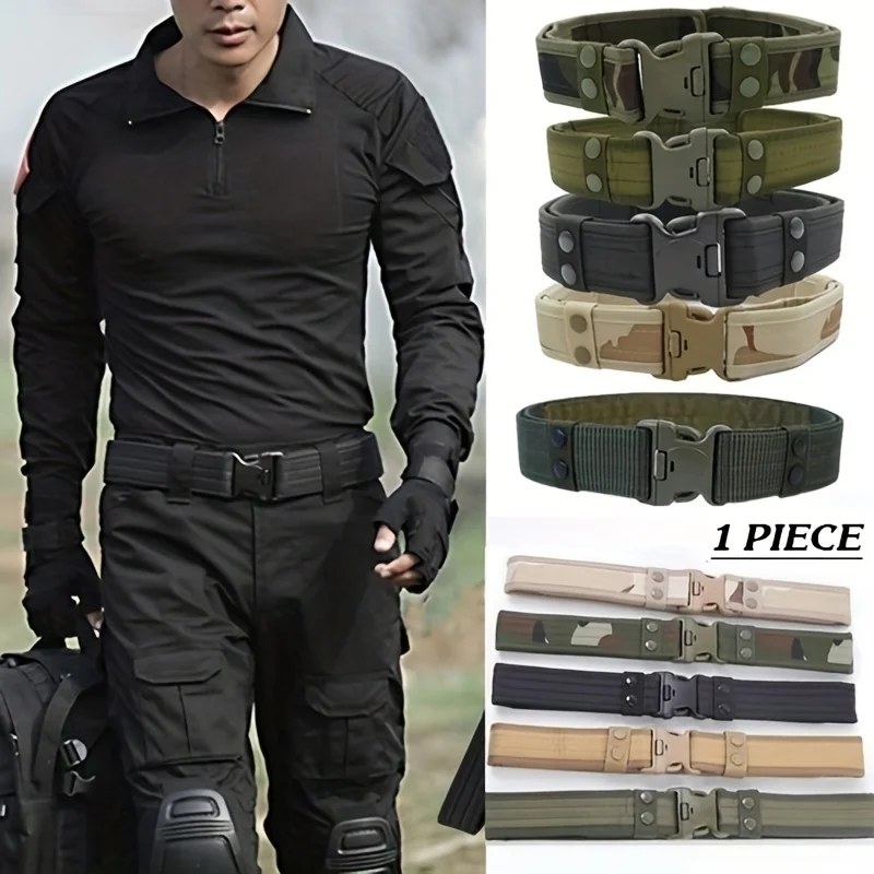 Cinturón táctico de camuflaje para hombre, correas de nailon de combate resistentes ajustables para exteriores, 1 ud.