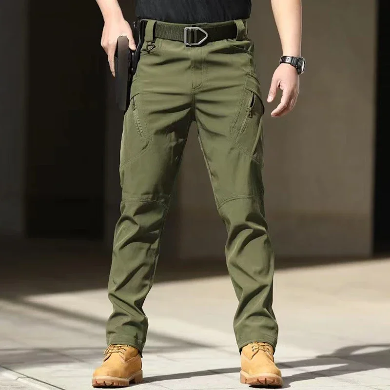 Pantalones Cargo tácticos elásticos para exteriores, pantalón informal resistente al agua con múltiples bolsillos, ideal para senderismo y trabajo, novedad de otoño - imagen 5