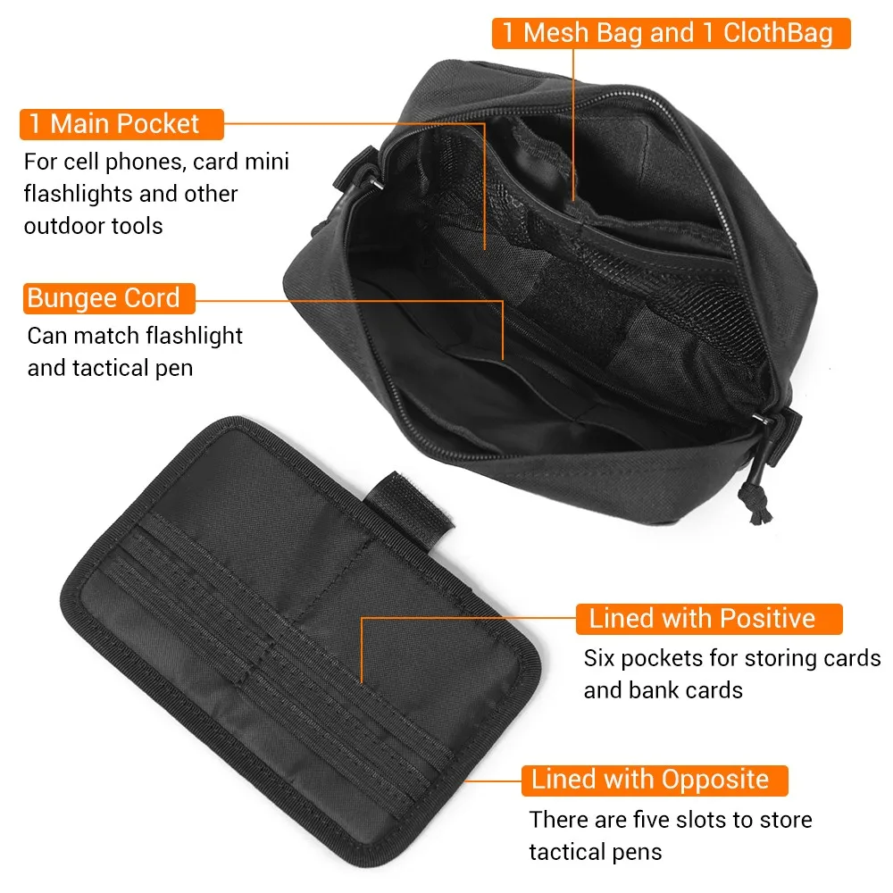 Bolsa táctica Molle Admin, paquete de herramientas EDC para exteriores, riñonera, bolsa de accesorios de utilidad, bolsa de cinturón duradera multiusos para caza - imagen 2