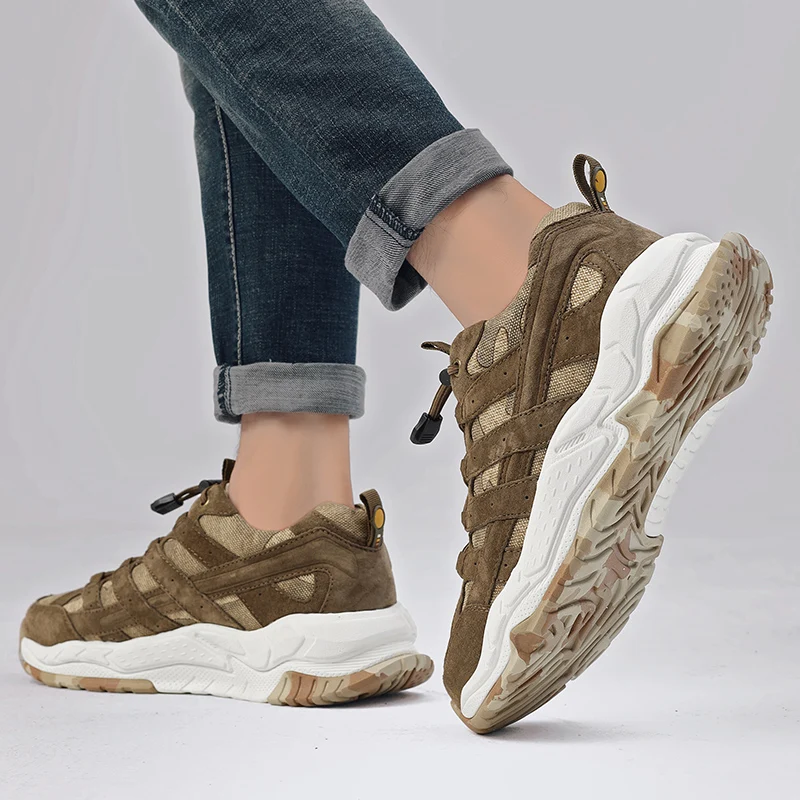 O.Z.TESHI Botas de senderismo para hombre, zapatillas deportivas de cuero de vaca para caminar al aire libre, zapatos para caminar, trekking, nieve, escalada, botas de caza de montaña - imagen 4