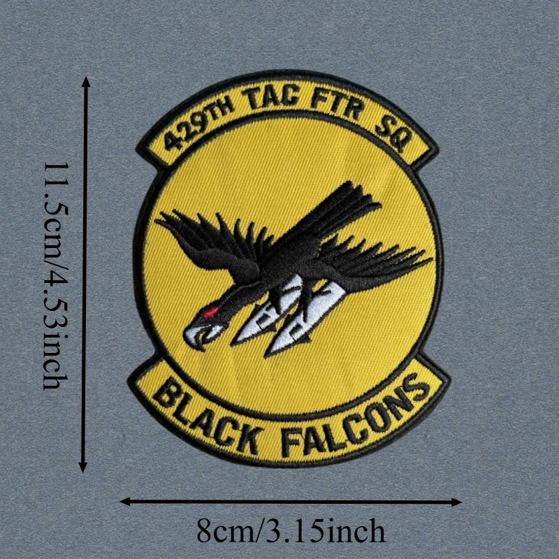 Parche bordado de halcones negros, chaleco táctico, gancho y bucle, sombrero, insignia de moral, mochila, pegatina decorativa, parches para brazalete para ropa - imagen 3