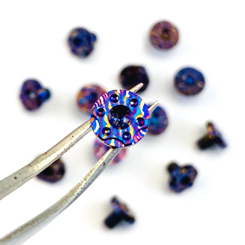 Timascus-mango de cuchillo de Material, tornillos de titanio Damasco, rosca M3.5, cabezal de botón Torx T10, accesorios de fabricación DIY, pieza de remache de uñas - imagen 5