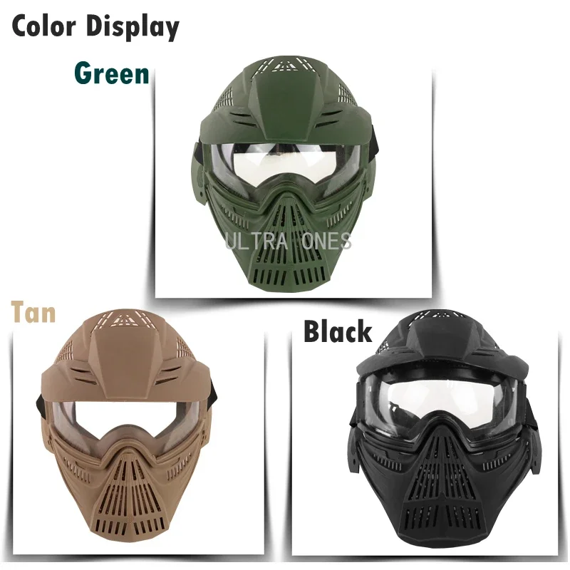 Máscara táctica con lente para tiro, entrenamiento de Paintball, juego de guerra Cs, máscara facial completa, protección, máscaras de combate Airsoft, conjunto de gafas - imagen 3