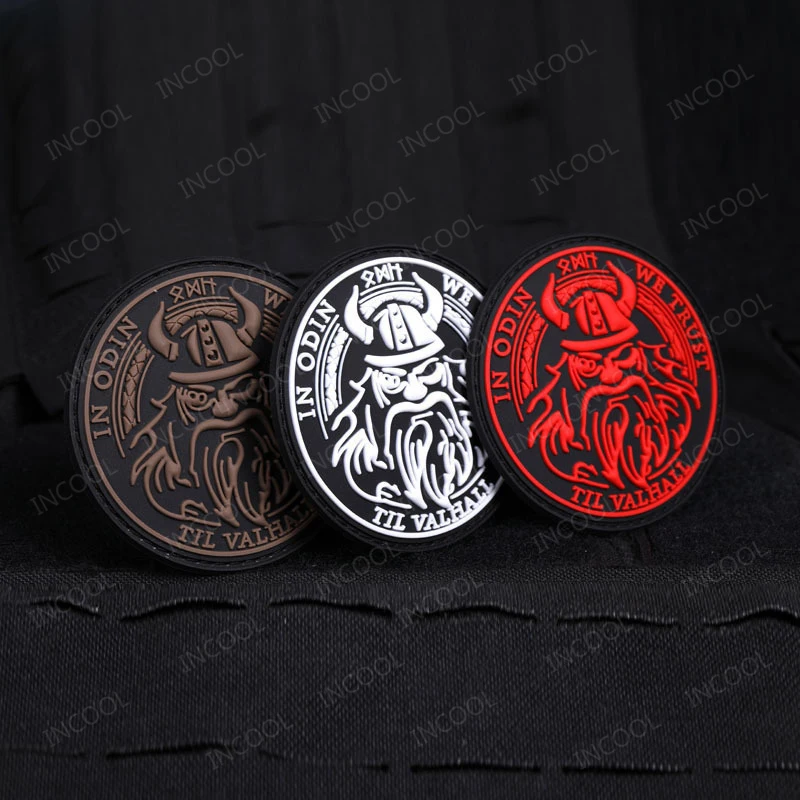 Parches tácticos de lobo vikingo en Odin We Trust, parches de goma de PVC con apliques, brazalete, insignias decorativas para camisa, bolso y sombrero - imagen 2