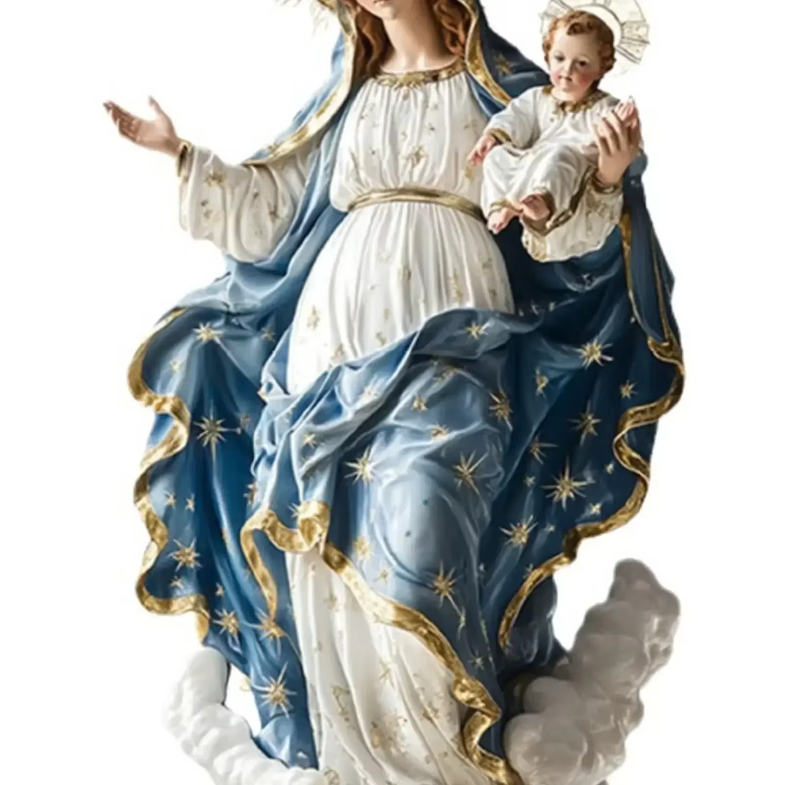 Figura Virgen María con Niño Jesús de decoración navideña para mesa - imagen 5