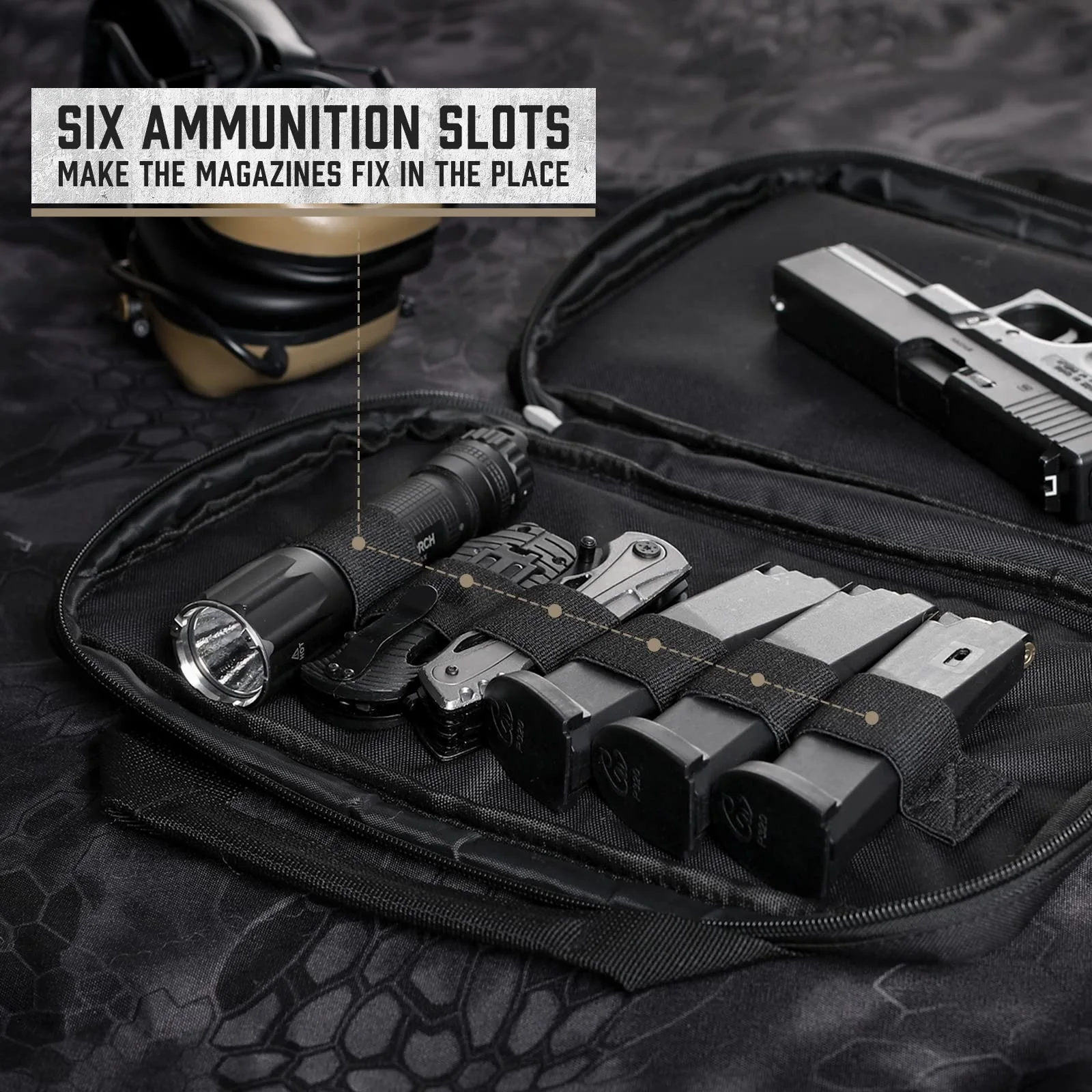 Estuche táctico para pistola, estuche para pistola, estuche blando para pistola doble, fundas rectangulares para pistolas, bolso de mano, bolsa de herramientas EDC para exteriores - imagen 5