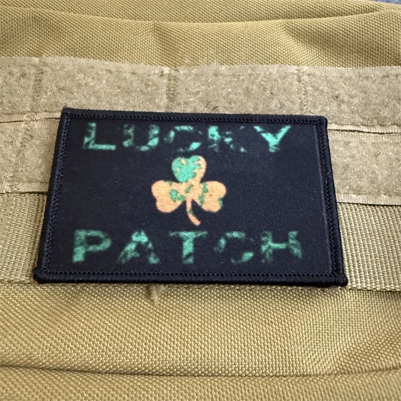 Parche de la suerte, Chevron táctico, parches de trébol con gancho y bucle, insignia de moral militar, brazalete, mochila, pegatina decorativa para ropa - imagen 3