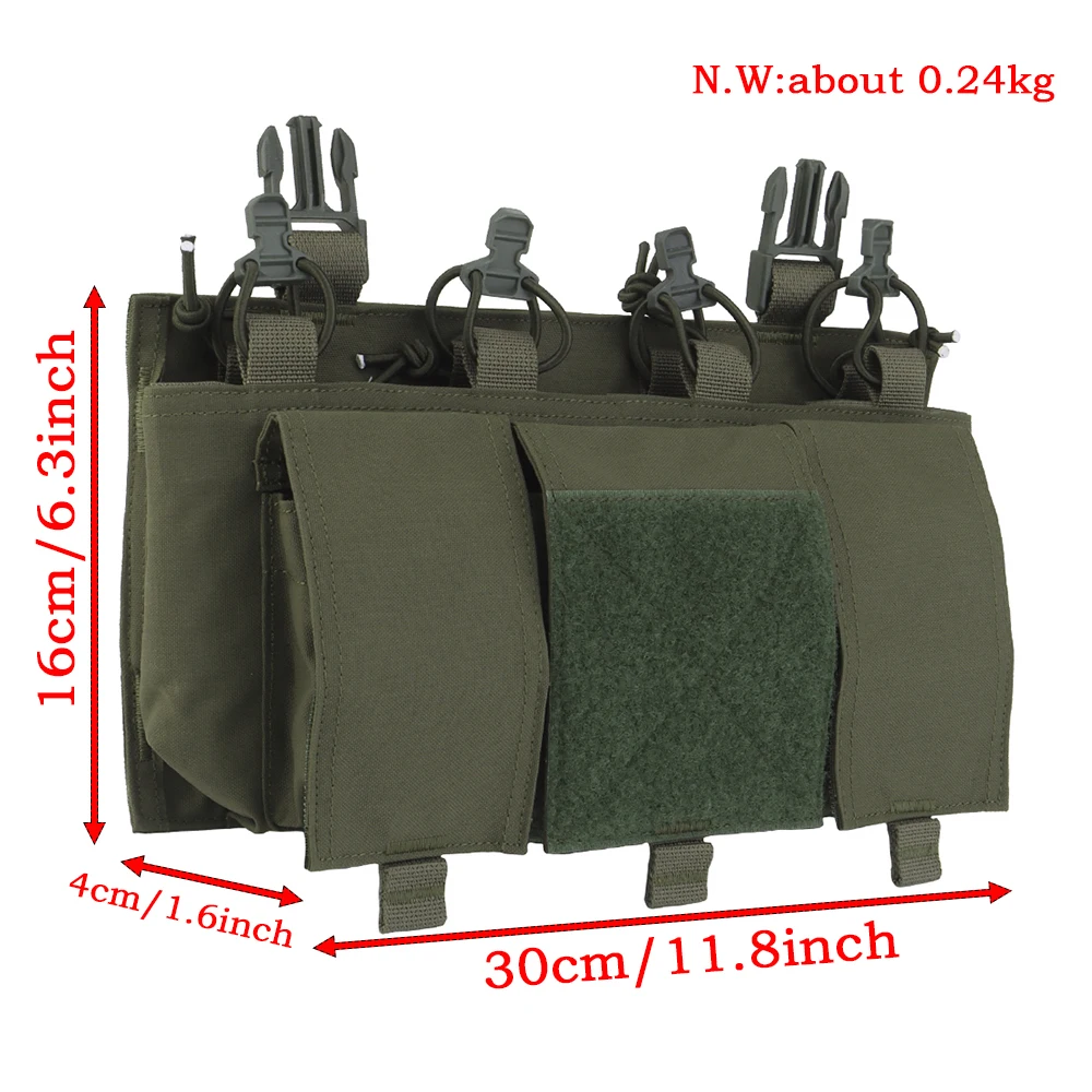 Tacticfans-Bolsa de placa cuádruple 5,56 AR15 para Panel frontal de revistas, chaleco táctico Airsoft de despliegue rápido, accesorios de equipo, bolsa GP - imagen 3
