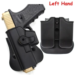 Left Hand Tactical Gun Holster with 9mm Magazine Pouch Pistol Holster Belt Holster Gun Paddle Carry Case For Glock 17 accessory