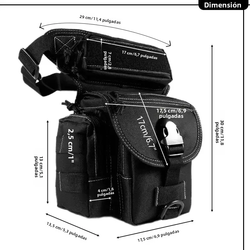 Bolsa de pierna para exteriores, cinturón, sistema Molle, paquete de nailon duradero portátil de alta resistencia, bolsas tácticas multifuncionales para piernas - imagen 2