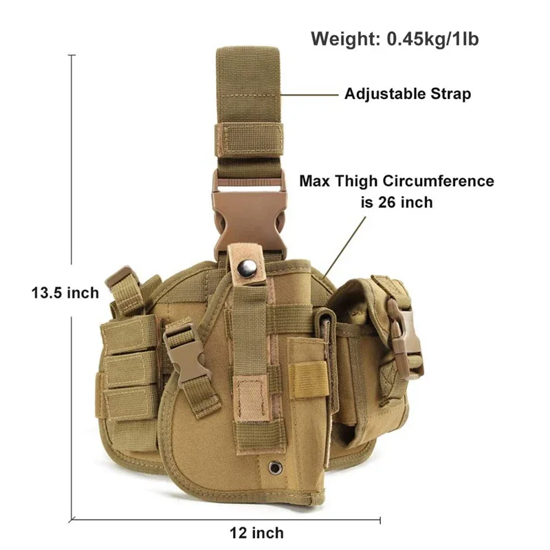 Funda táctica para pistola de pierna caída, plataforma Molle de combate militar para Glock 17, 18, 19, 26, 34 y más - imagen 4