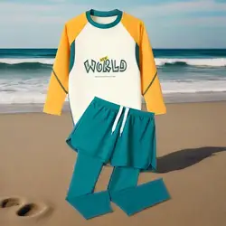 Traje de baño para niños con protección solar UV UPF 50+, traje de baño de manga larga para niños, trajes de baño con estampado de letras para niños