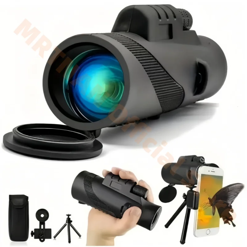 Telescopio Monocular potente con ZOOM HD, binoculares portátiles de largo alcance, para caza y acampada, con trípode y Clip para teléfono, 80x100 - imagen 2
