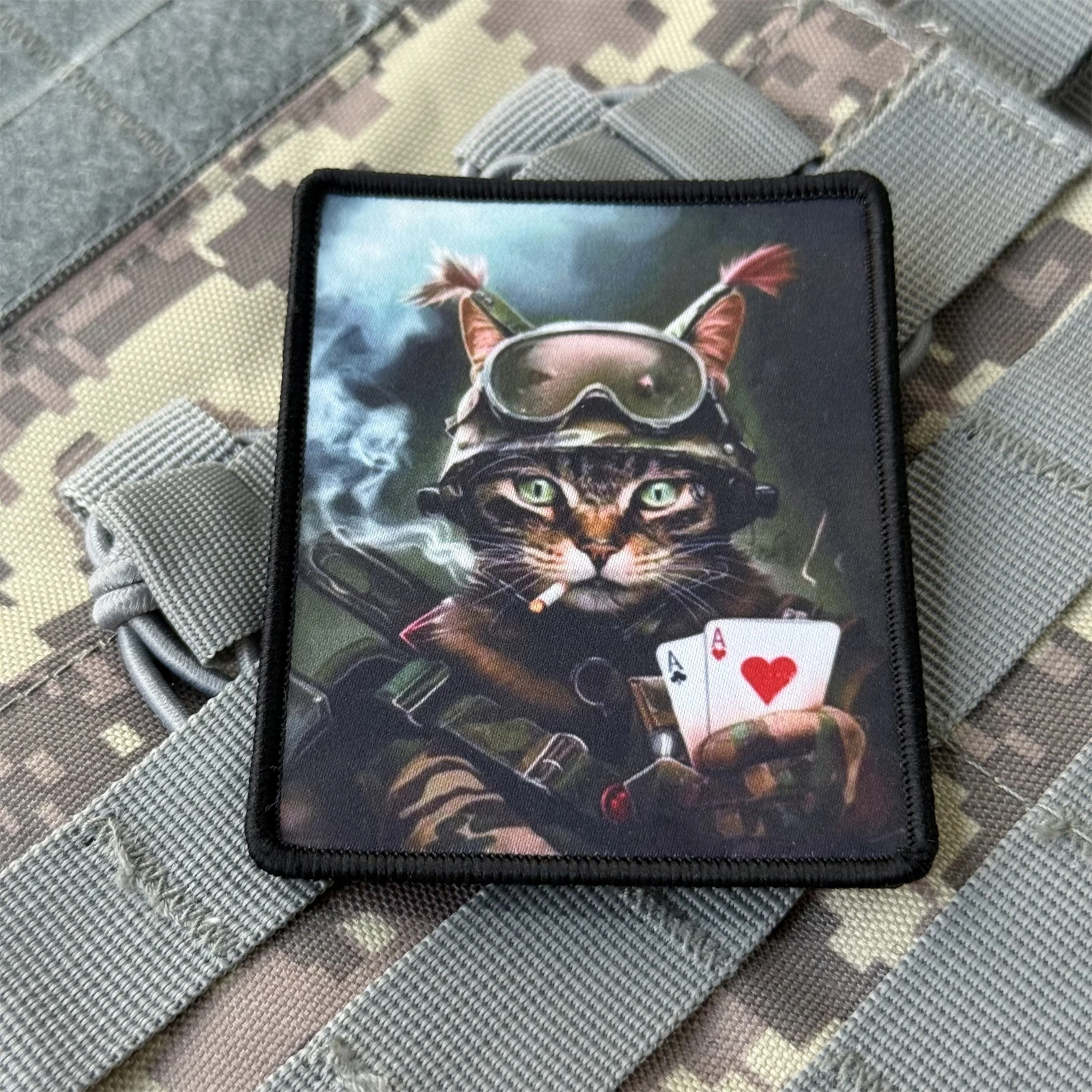 Parche táctico de gato Chevron, insignia de moral militar, tarjeta Ace, parches de gancho y bucle impresos para ropa, pegatina para mochila del ejército - imagen 5