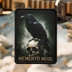 Parche táctico Memento Mori cuervo y calavera con velcro para mochila