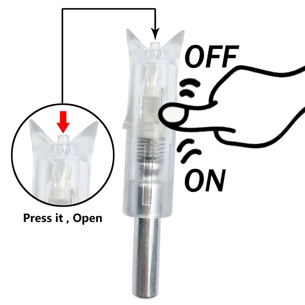 3 uds flecha de ballesta tiro con arco iluminado Nock luz LED brillante para caza nocturna deportes ID 7,62mm flechas de tiro accesorios de caza - imagen 3