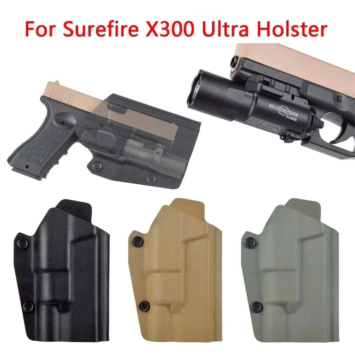 Kydex-funda táctica X300U para cinturón, funda para paleta G17 G19, funda para pistola, se adapta a X300 Ultra, accesorios de caza con linterna - imagen 2