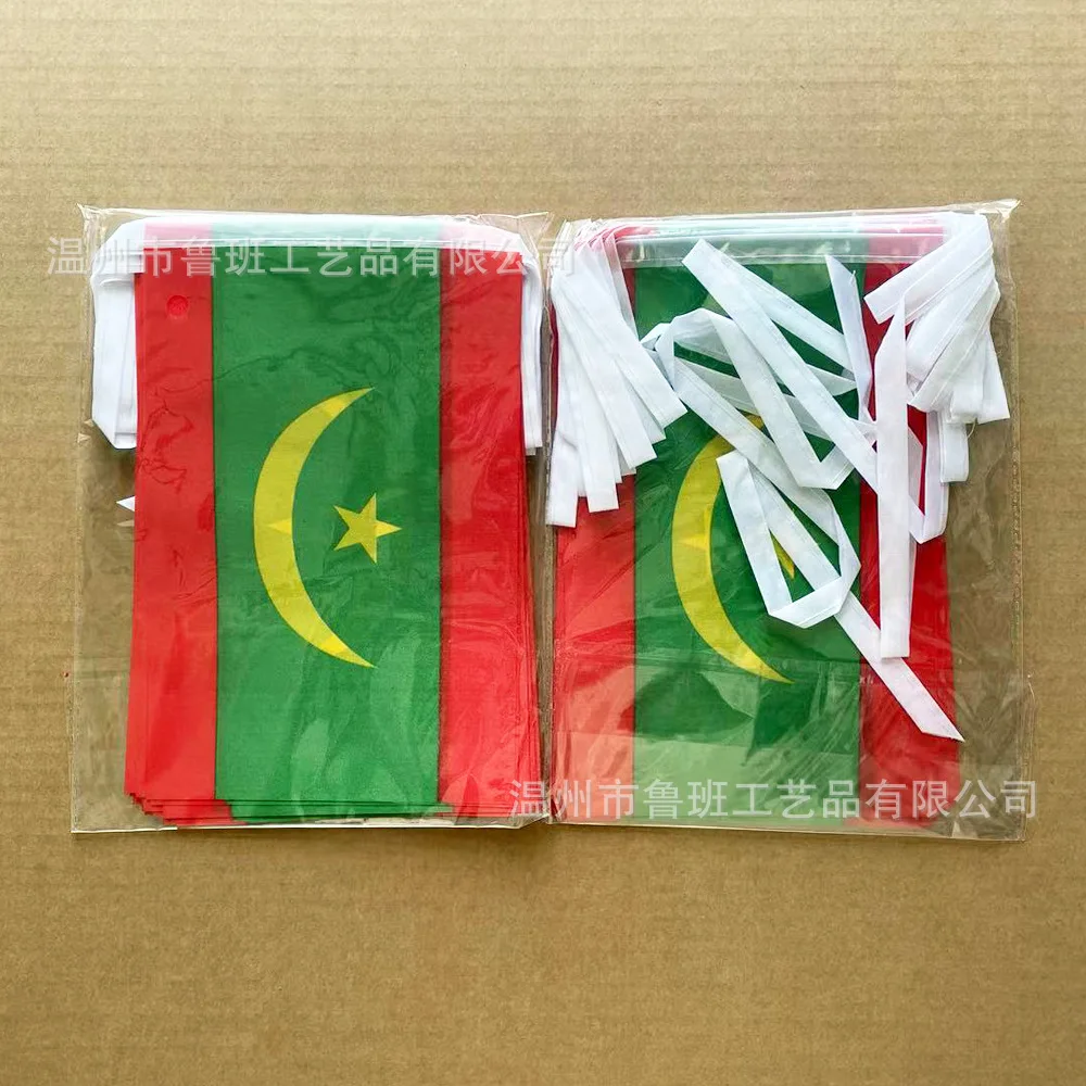 Banderines SKY BANDERA Mauritania 14x21cm 20 unids/lote banderas de cuerda Mauritania banderín Banner para decoración de fiesta Festival - imagen 4