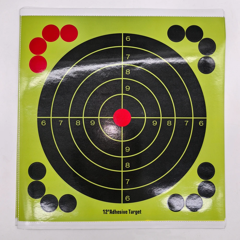 10 Uds. De objetivos autoadhesivos de 12 ", pegatinas adhesivas de papel para objetivos de tiro con efecto amarillo para práctica en interiores y exteriores - imagen 4